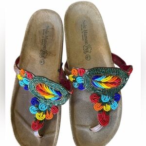 Sole Hamon beaded thong sandals made in Spain Size 41/10*​